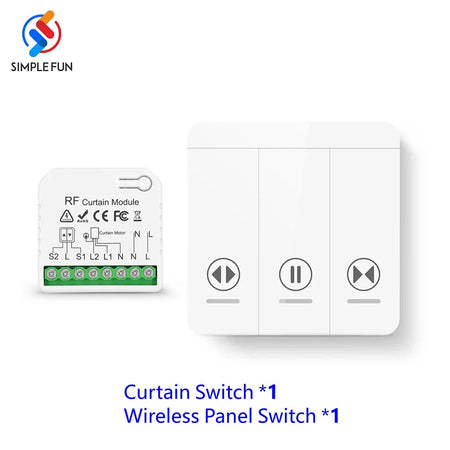 433Mhz Curtain Remote Control Switch,5-in-1 Remote,Wireless Panel Switch,110V 220V 16A RF Module for Roller Shutter Blind Garage
