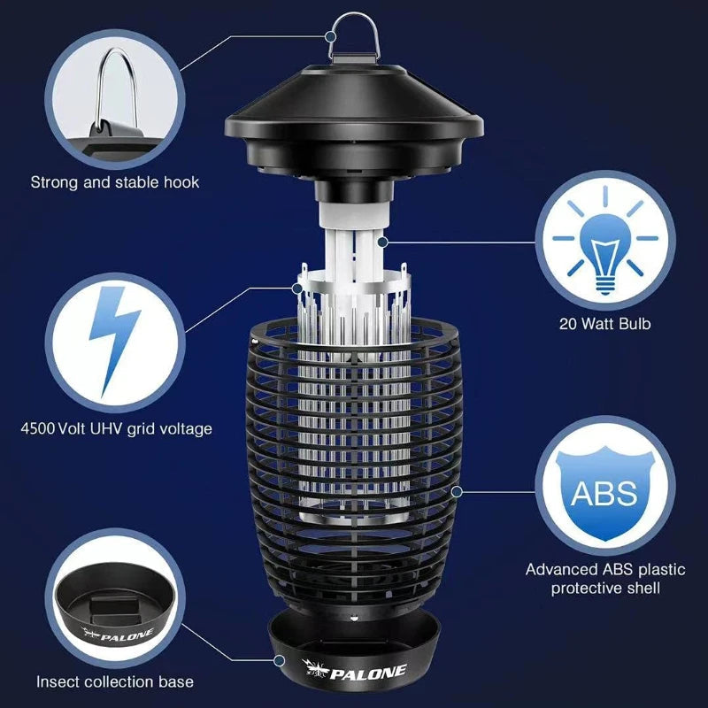 4500V Electric Shock Outdoor Mosquito Killer Lamp - Rainproof &amp;amp; Wide Coverage