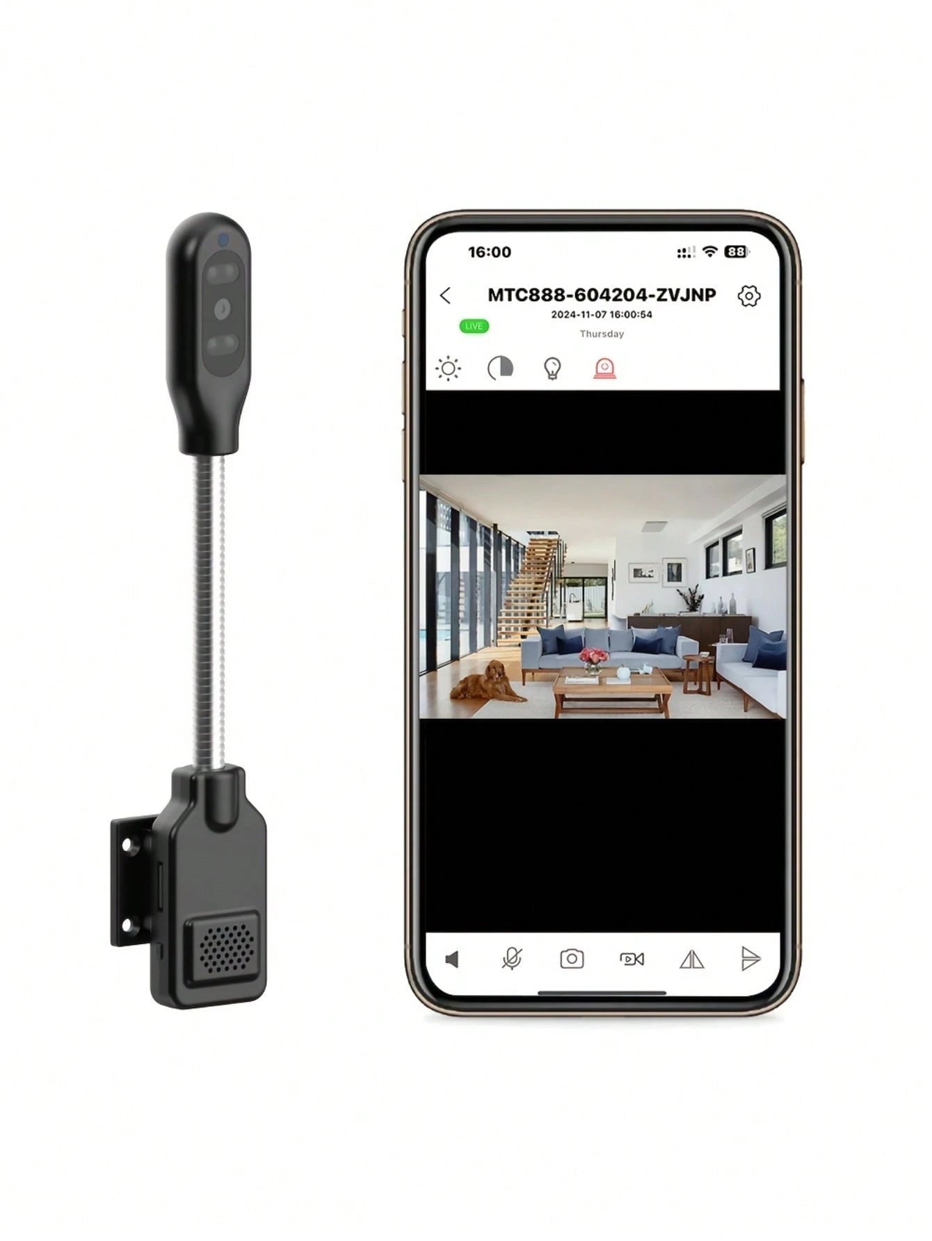 PNZEO W7 Mini Smart Home Security Camera - 1080P, Night Vision, Two-Way Audio