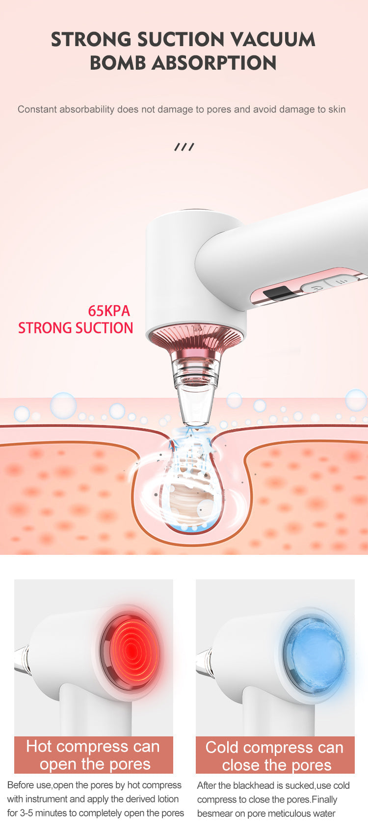 KKS Beauty Products Facial Lift Suction Pimples Removal Deep Cleaning Tool Electric Pore Cleaner Vacuum Blackhead Remover