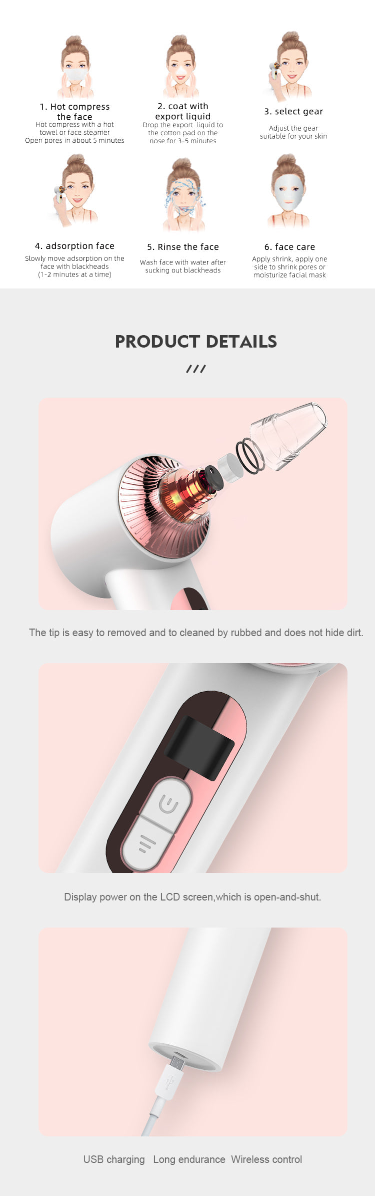 KKS Beauty Products Facial Lift Suction Pimples Removal Deep Cleaning Tool Electric Pore Cleaner Vacuum Blackhead Remover