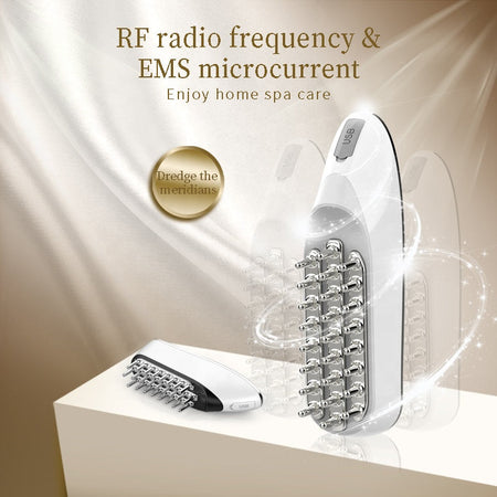 Portable Home Spa Electric Innovation Rf Ems Hair Head Silicone Scalp Meridian Massager Shampoo Hair Comb Brush Device