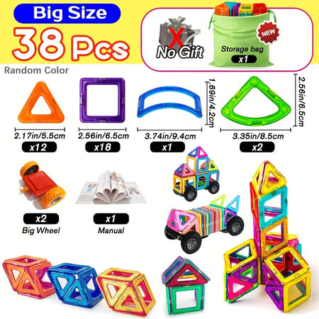 Magnetic Building Blocks DIY Designer Educational Toy Set 38Pcs Big Size