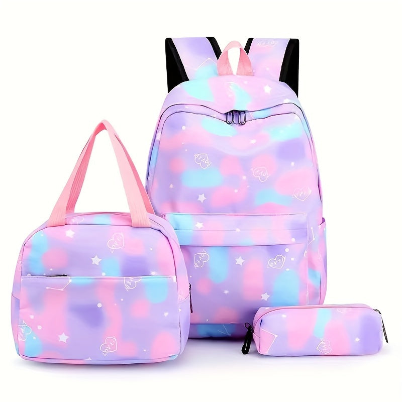 Cute Gradient Star Cloud Print Backpack Set - Cyprus
