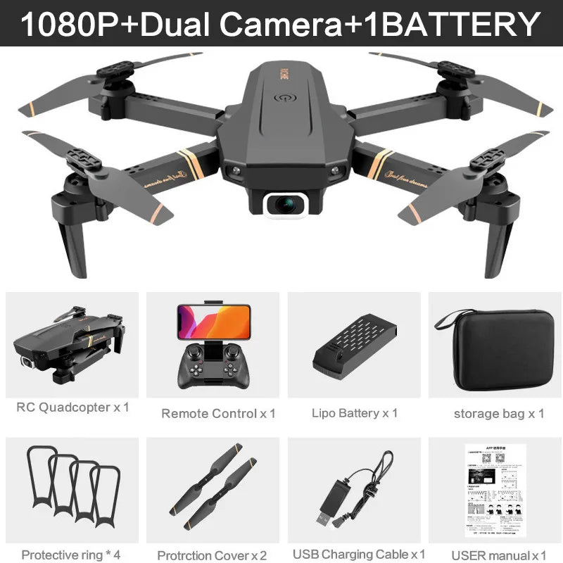 4DRC V4 RC Drone  4K 1080P HD Wide Angle Dual Camera WIFI FPV Drones Foldable Quadcopter Dron Helicopter Toys Gift 1080P-Dual camera-1B / CHINA