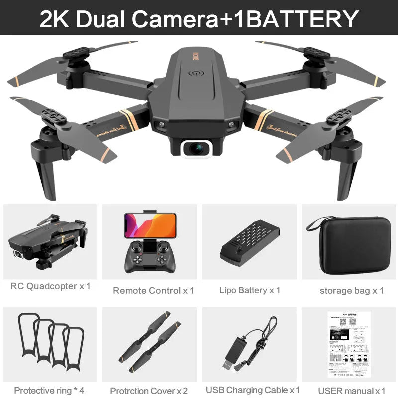 4DRC V4 RC Drone  4K 1080P HD Wide Angle Dual Camera WIFI FPV Drones Foldable Quadcopter Dron Helicopter Toys Gift 2K-Dual camera-1B / CHINA