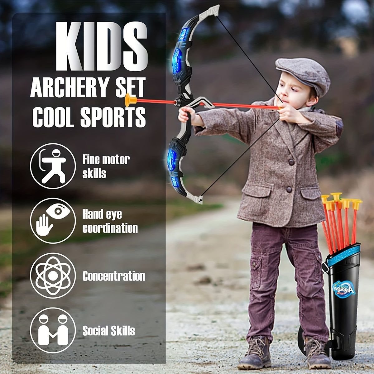 Kids LED Light Bow And Arrow Toy Set - 2 Bows, 20 Suction Cup Arrows, Target