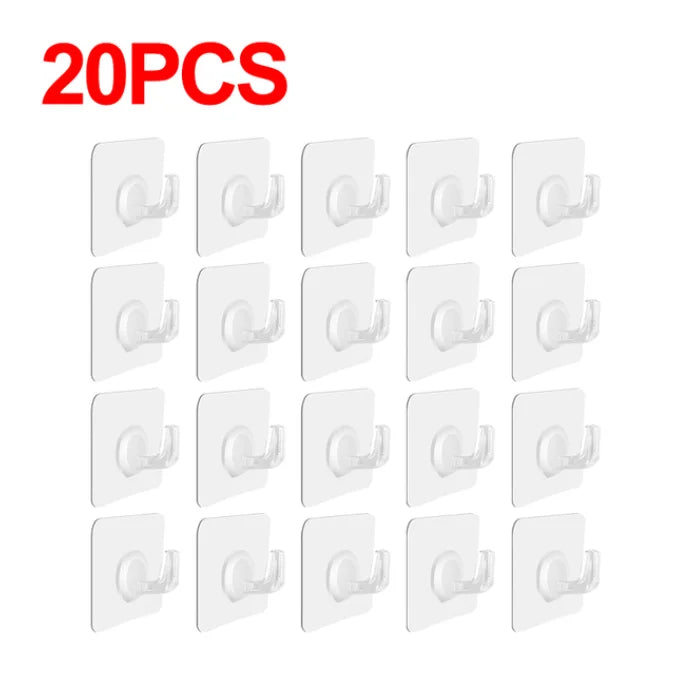 5/10/20Pcs Self-adhesive hook Transparent door wall hook child heavy load rack Kitchen bathroom towel key rack Sticky hook 20 PCS