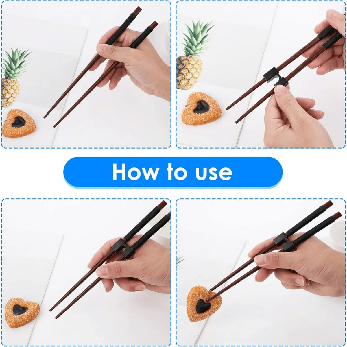 5 PCS Reusable Chopsticks Helpers Training Chopstick Hinges Connector Practice Chopstick Helper for Adult Kid Beginner Traniner