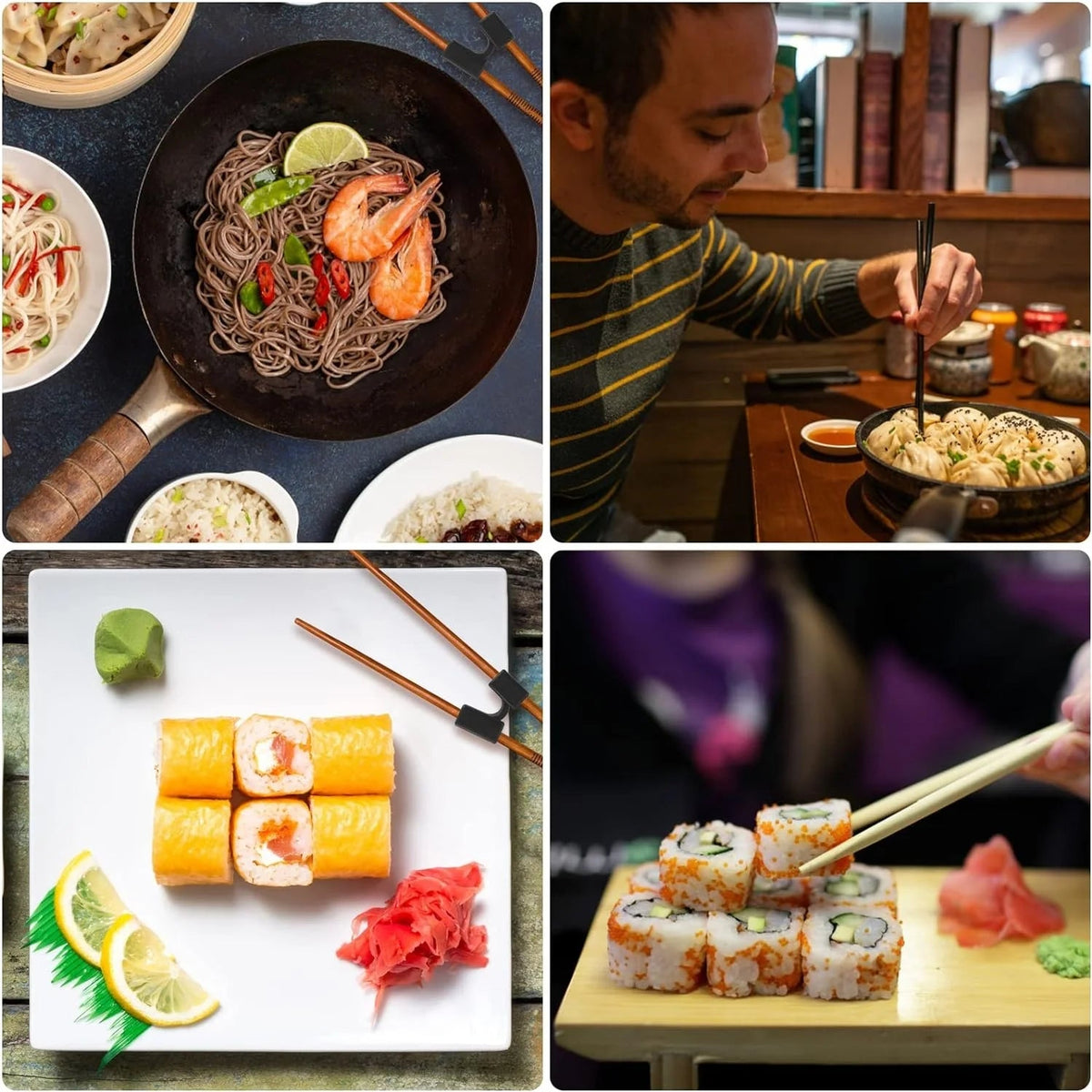 5 PCS Reusable Chopsticks Helpers Training Chopstick Hinges Connector Practice Chopstick Helper for Adult Kid Beginner Traniner