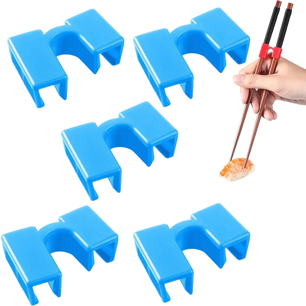 5 PCS Reusable Chopsticks Helpers Training Chopstick Hinges Connector Practice Chopstick Helper for Adult Kid Beginner Traniner Blue 5 PCS