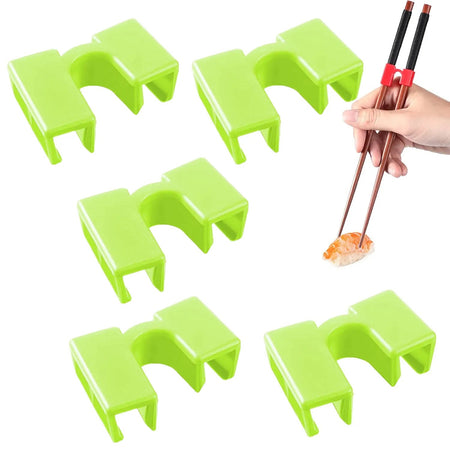 5 PCS Reusable Chopsticks Helpers Training Chopstick Hinges Connector Practice Chopstick Helper for Adult Kid Beginner Traniner Green 5 PCS