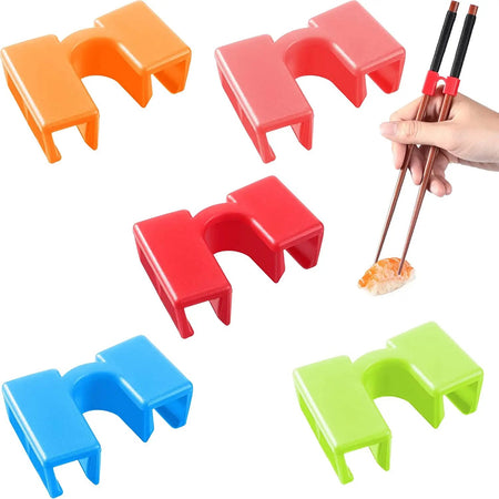 5 PCS Reusable Chopsticks Helpers Training Chopstick Hinges Connector Practice Chopstick Helper for Adult Kid Beginner Traniner Mix 5 PCS