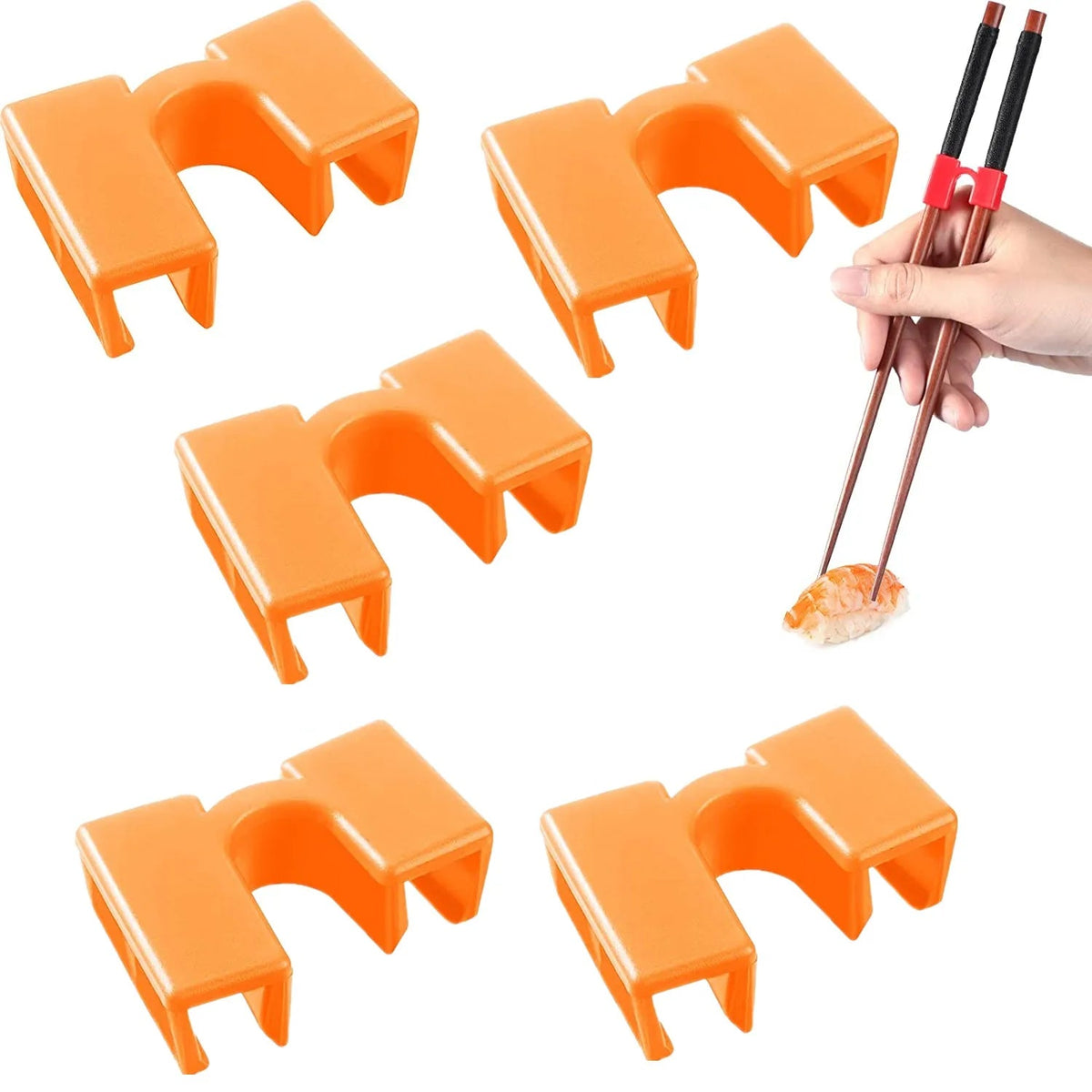 5 PCS Reusable Chopsticks Helpers Training Chopstick Hinges Connector Practice Chopstick Helper for Adult Kid Beginner Traniner Orange 5 PCS