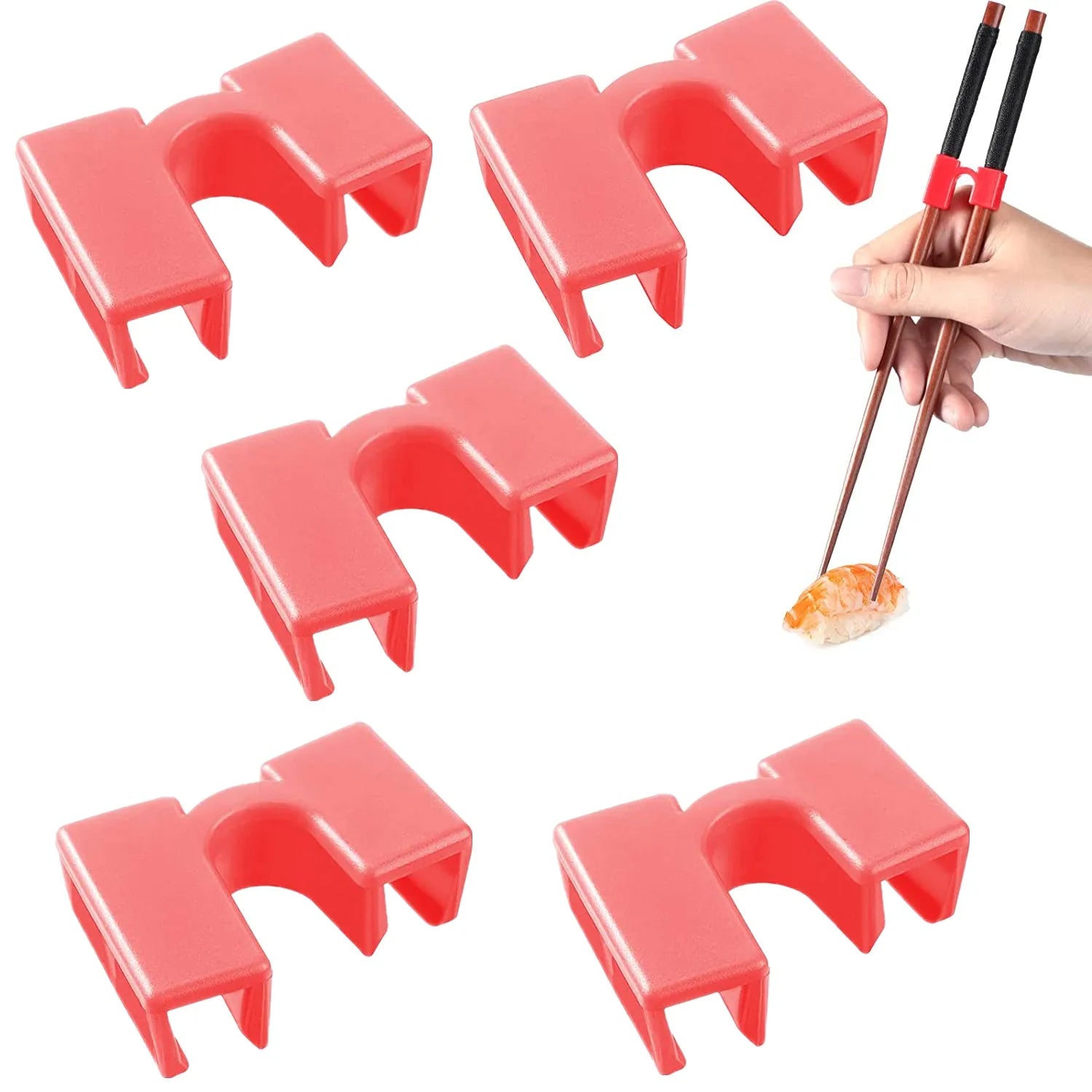 5 PCS Reusable Chopsticks Helpers Training Chopstick Hinges Connector Practice Chopstick Helper for Adult Kid Beginner Traniner Pink 5 PCS