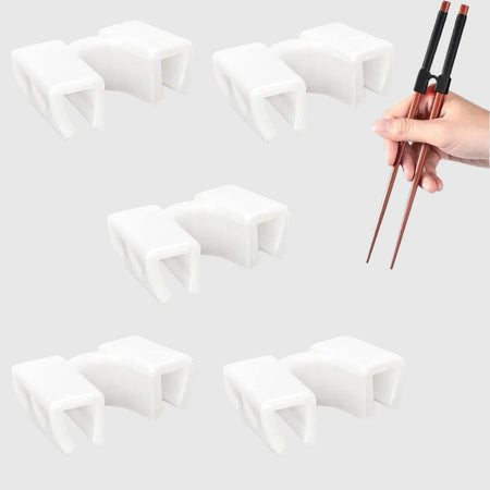 5 PCS Reusable Chopsticks Helpers Training Chopstick Hinges Connector Practice Chopstick Helper for Adult Kid Beginner Traniner White 5 PCS