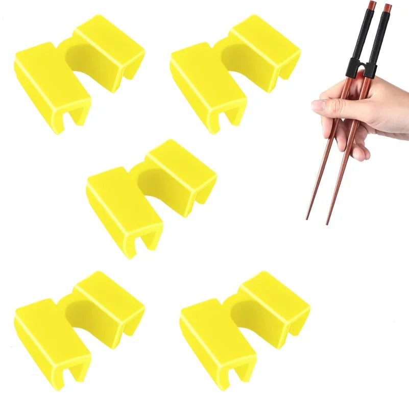 5 PCS Reusable Chopsticks Helpers Training Chopstick Hinges Connector Practice Chopstick Helper for Adult Kid Beginner Traniner Yellow 5 PCS