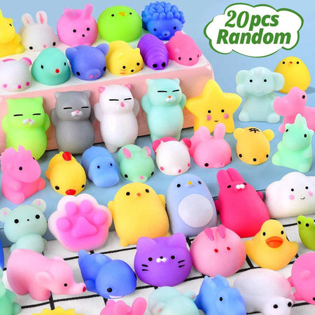 50-5PCS Kawaii Squishies Mochi Anima Squishy Toys For Kids Antistress Ball Squeeze Party Favors Stress Relief Toys For Birthday 20PCS NO Repeat