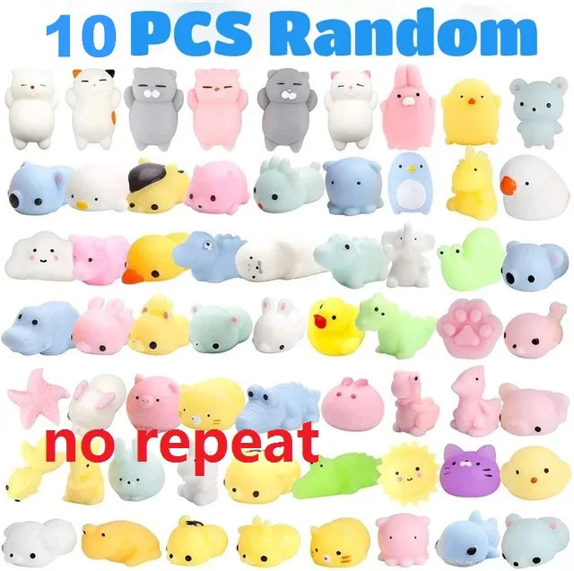 50-5PCS Kawaii Squishies Mochi Anima Squishy Toys For Kids Antistress Ball Squeeze Party Favors Stress Relief Toys For Birthday A--10PCS--no repeat