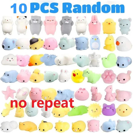 50-5PCS Kawaii Squishies Mochi Anima Squishy Toys For Kids Antistress Ball Squeeze Party Favors Stress Relief Toys For Birthday A--10PCS--no repeat