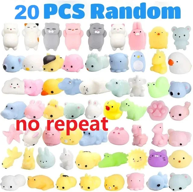 50-5PCS Kawaii Squishies Mochi Anima Squishy Toys For Kids Antistress Ball Squeeze Party Favors Stress Relief Toys For Birthday A--20PCS--no repeat