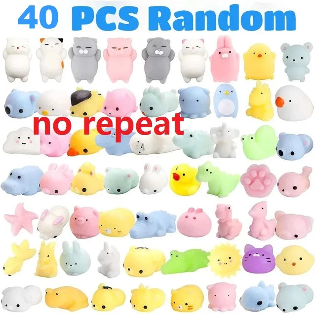 50-5PCS Kawaii Squishies Mochi Anima Squishy Toys For Kids Antistress Ball Squeeze Party Favors Stress Relief Toys For Birthday A--40PCS--no repeat