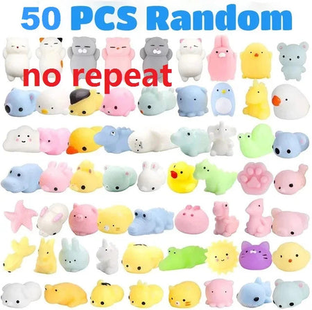 50-5PCS Kawaii Squishies Mochi Anima Squishy Toys For Kids Antistress Ball Squeeze Party Favors Stress Relief Toys For Birthday A--50PCS--no repeat