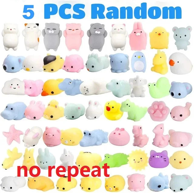 50-5PCS Kawaii Squishies Mochi Anima Squishy Toys For Kids Antistress Ball Squeeze Party Favors Stress Relief Toys For Birthday A--5PCS--no repeat