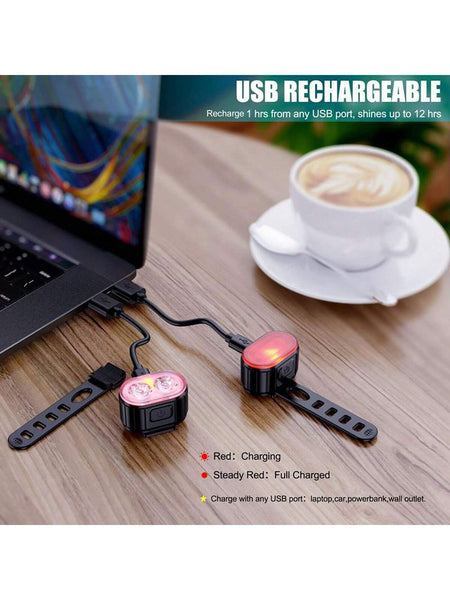 USB Rechargeable LED Bike Lights Set for Enhanced Night Riding