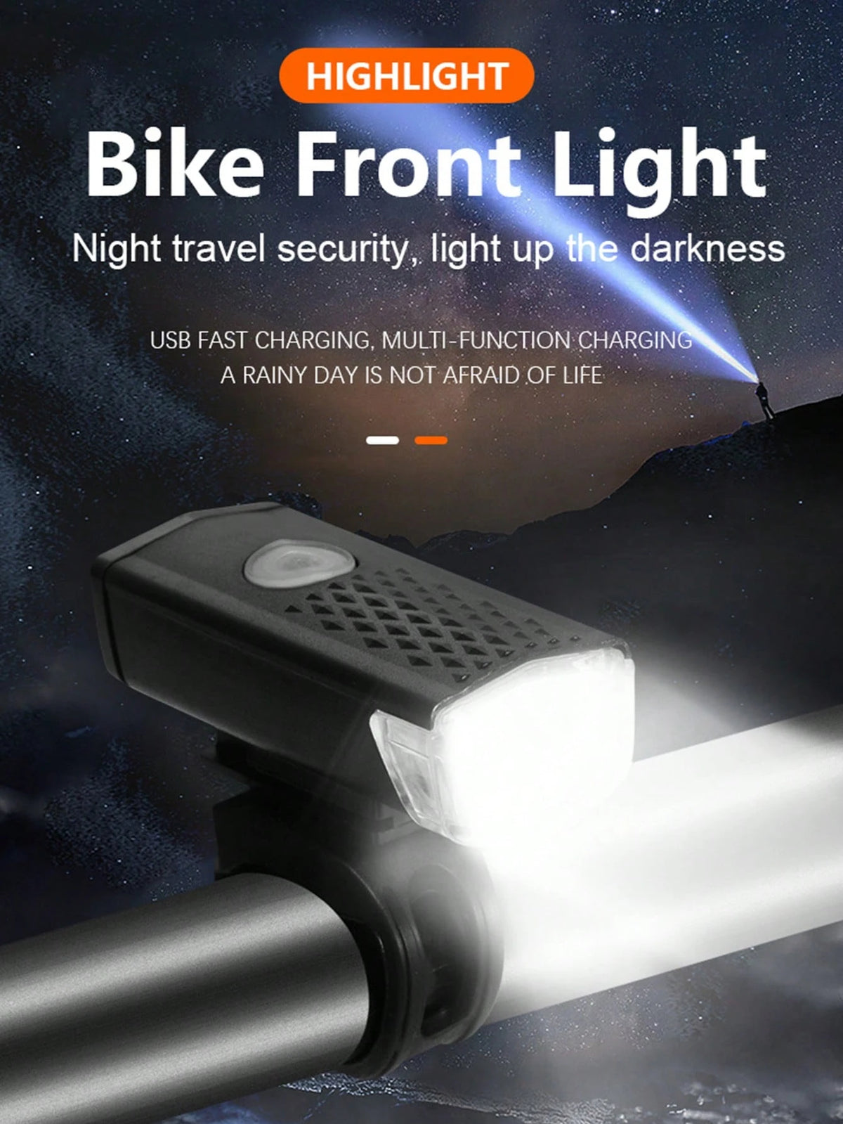 Super Bright USB Rechargeable Front Bike Light for Night Riding