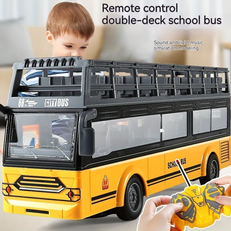 RC Electric Double-Decker Bus With LED Lights - Fun Remote Control Toy For Kids - Ideal Gift for Boys and Girls