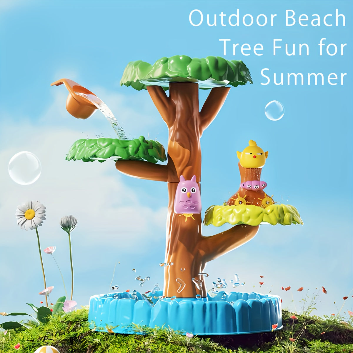 Tree Fountain Water Play Sand Table Set Beach Sand Toys, Scoop