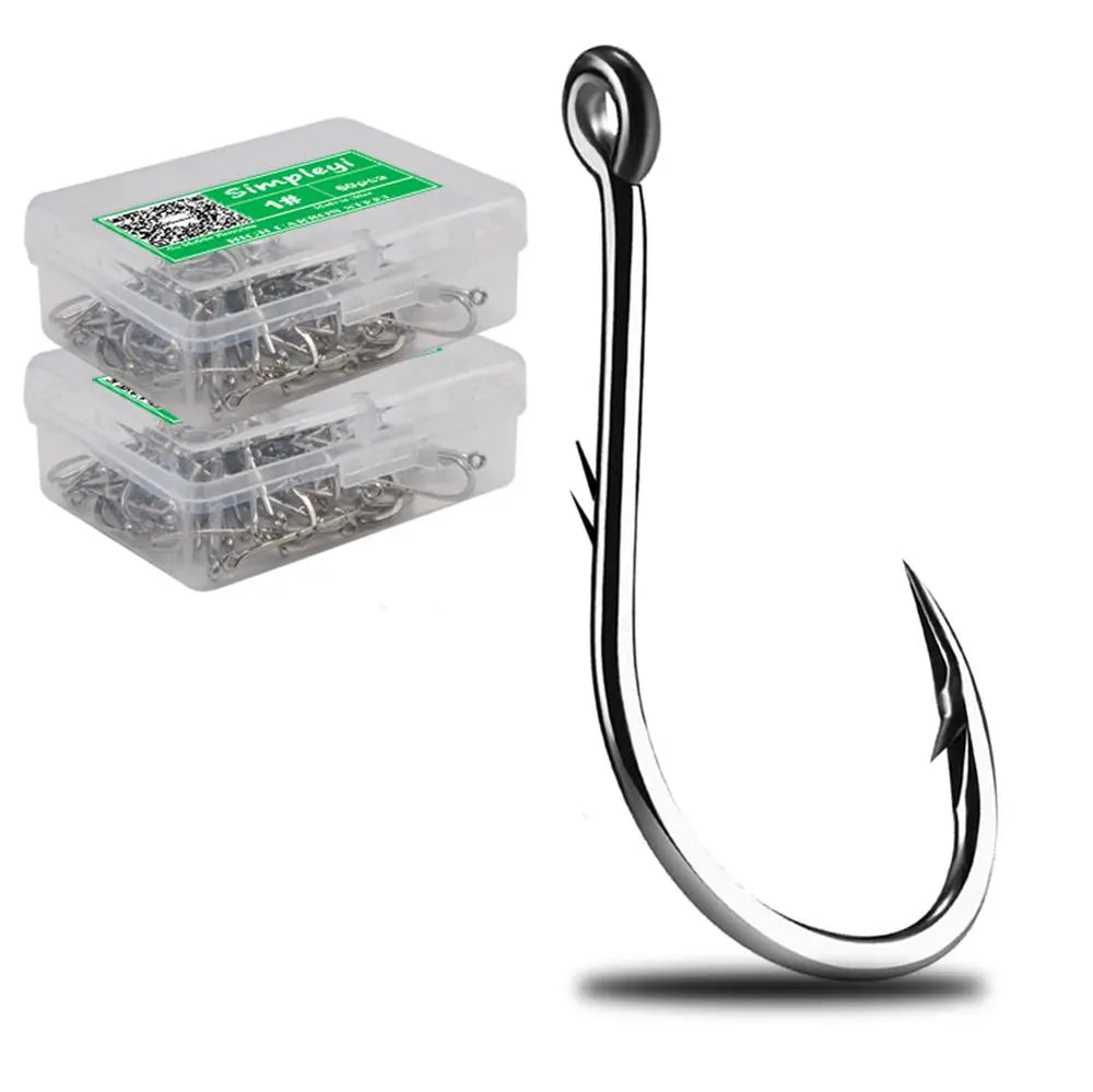 50pcs/Box Barbed High Carbon Steel Fishing Hooks Sea Worm Carp Single Circle Hook Set Fly Fishing Accessories Tackle  Fishhook