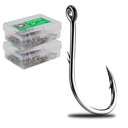 50pcs/Box Barbed High Carbon Steel Fishing Hooks Sea Worm Carp Single Circle Hook Set Fly Fishing Accessories Tackle  Fishhook