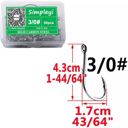 50pcs/Box Barbed High Carbon Steel Fishing Hooks Sea Worm Carp Single Circle Hook Set Fly Fishing Accessories Tackle  Fishhook size3I0  4.3cm