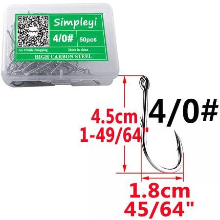 50pcs/Box Barbed High Carbon Steel Fishing Hooks Sea Worm Carp Single Circle Hook Set Fly Fishing Accessories Tackle  Fishhook size4I0  4.5cm