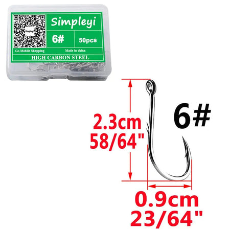 50pcs/Box Barbed High Carbon Steel Fishing Hooks Sea Worm Carp Single Circle Hook Set Fly Fishing Accessories Tackle  Fishhook size6  2.3cm