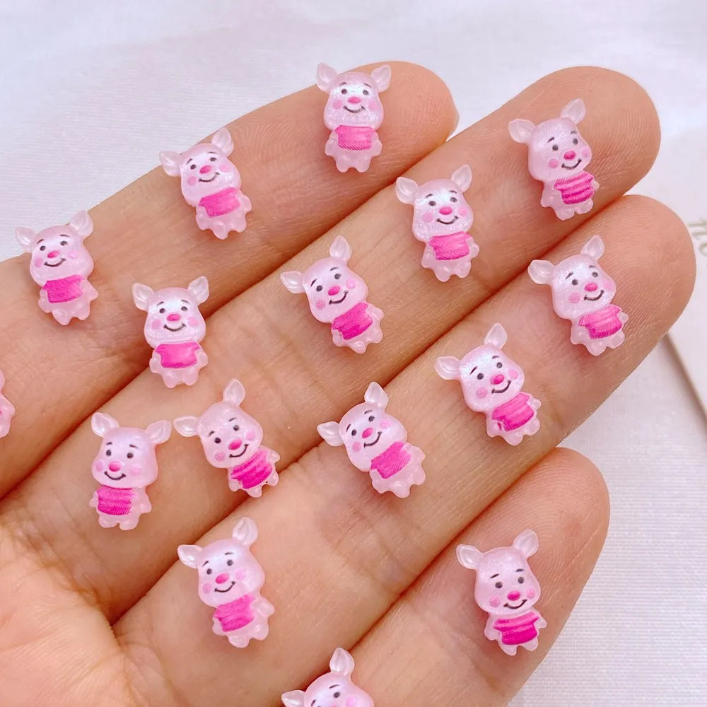 50Pcs New Cute Mini Resin 7*9mm Little Piglet Series Flatback Ornament Jewelry Making Manicure Hairwear Accessorie