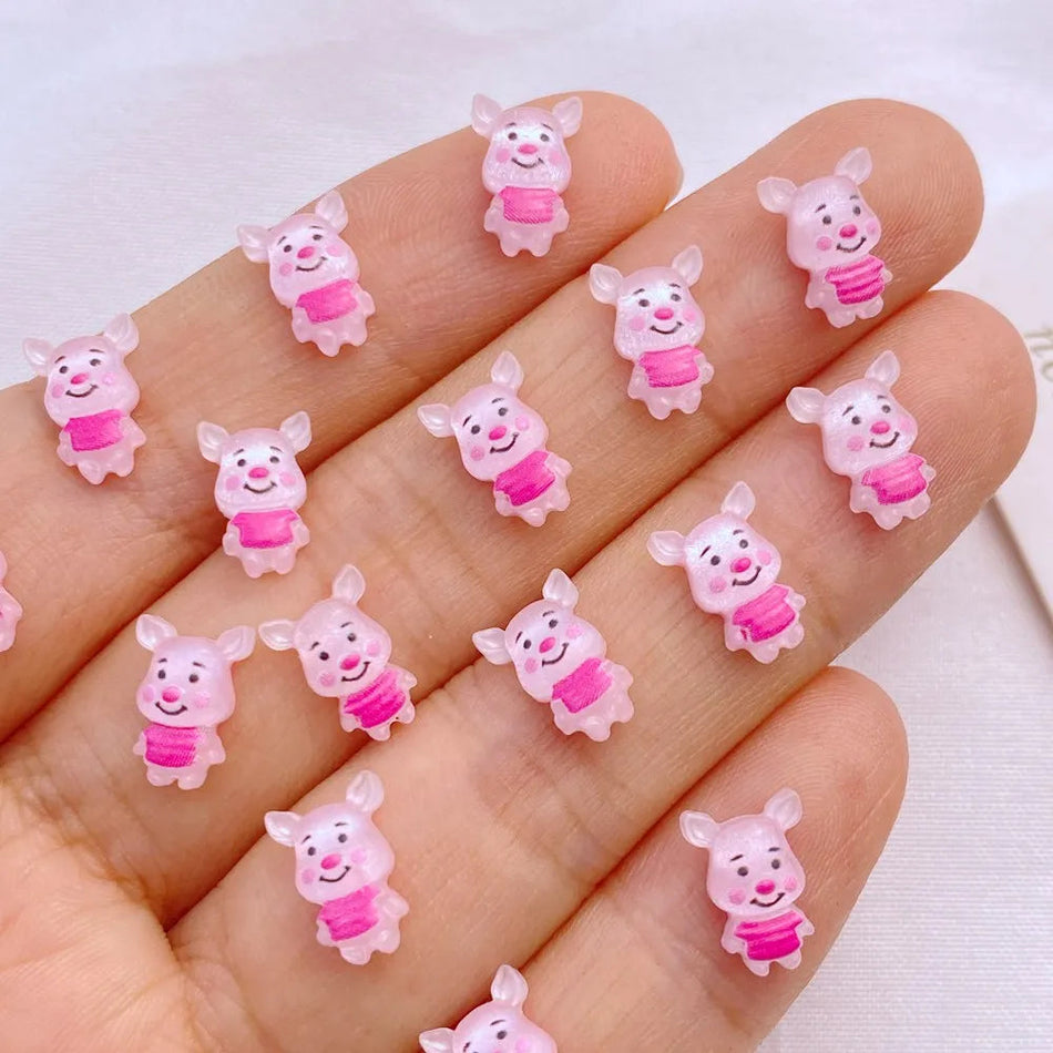 50Pcs New Cute Mini Resin 7*9mm Little Piglet Series Flatback Ornament Jewelry Making Manicure Hairwear Accessorie