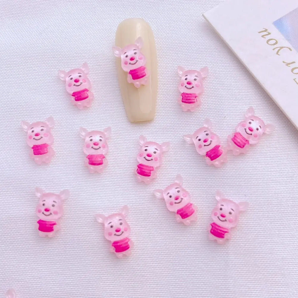 50Pcs New Cute Mini Resin 7*9mm Little Piglet Series Flatback Ornament Jewelry Making Manicure Hairwear Accessorie