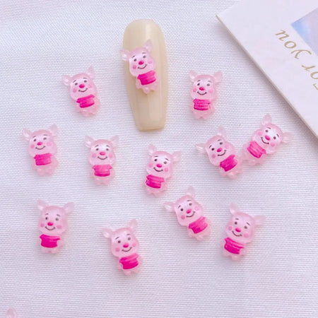 50Pcs New Cute Mini Resin 7*9mm Little Piglet Series Flatback Ornament Jewelry Making Manicure Hairwear Accessorie