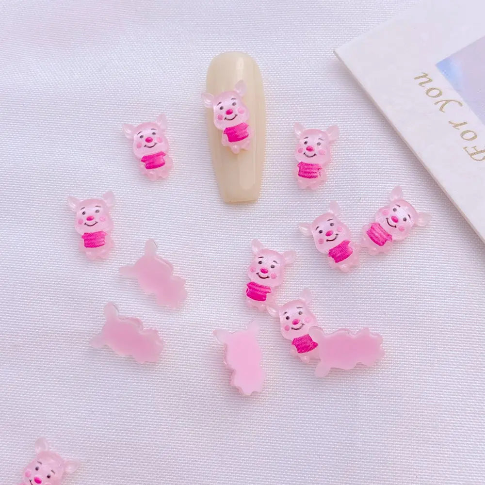 50Pcs New Cute Mini Resin 7*9mm Little Piglet Series Flatback Ornament Jewelry Making Manicure Hairwear Accessorie