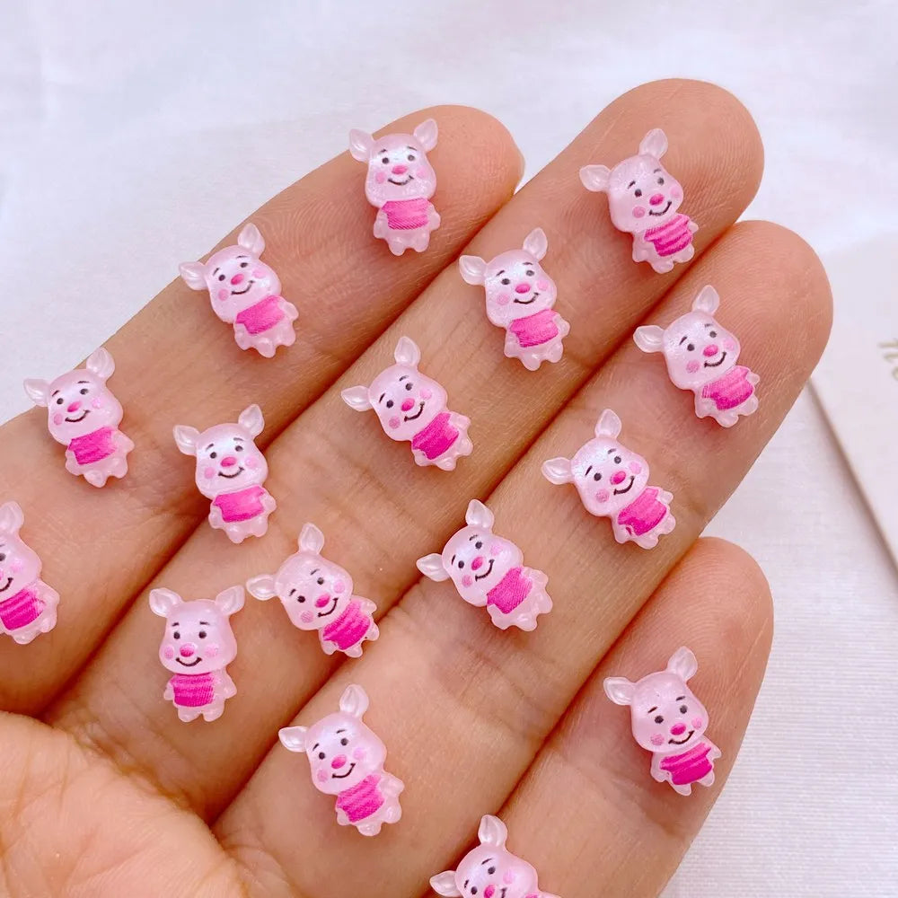 50Pcs New Cute Mini Resin 7*9mm Little Piglet Series Flatback Ornament Jewelry Making Manicure Hairwear Accessorie