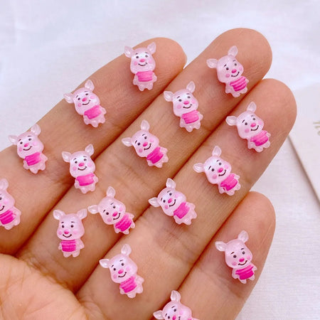50Pcs New Cute Mini Resin 7*9mm Little Piglet Series Flatback Ornament Jewelry Making Manicure Hairwear Accessorie