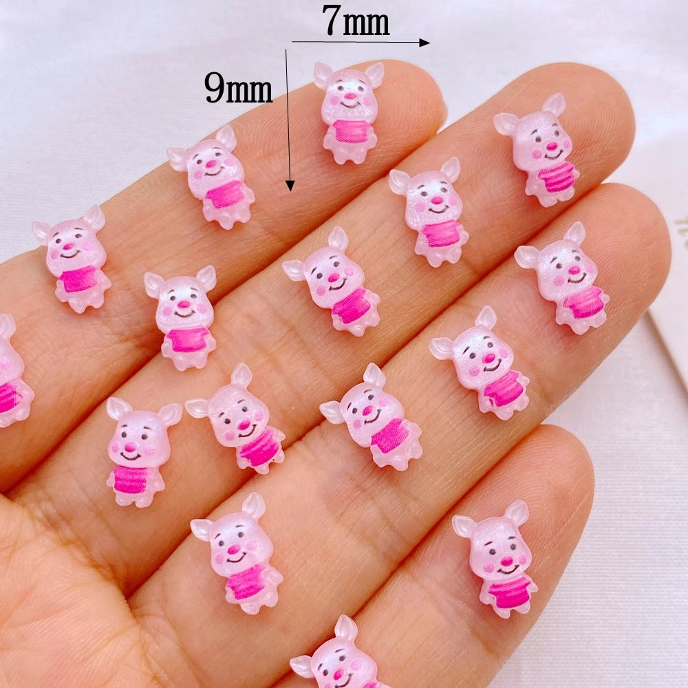 50Pcs New Cute Mini Resin 7*9mm Little Piglet Series Flatback Ornament Jewelry Making Manicure Hairwear Accessorie A