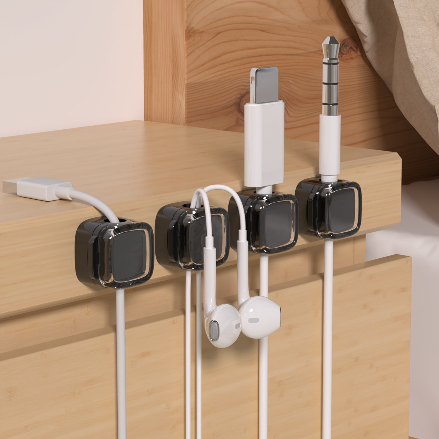 6pcs Magnetic Cable Clips - Cord Holder &amp; Under Desk Cable Management - Adhesive Wire Organizer For Home &amp; Office