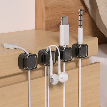 6pcs Magnetic Cable Clips - Cord Holder &amp; Under Desk Cable Management - Adhesive Wire Organizer For Home &amp; Office