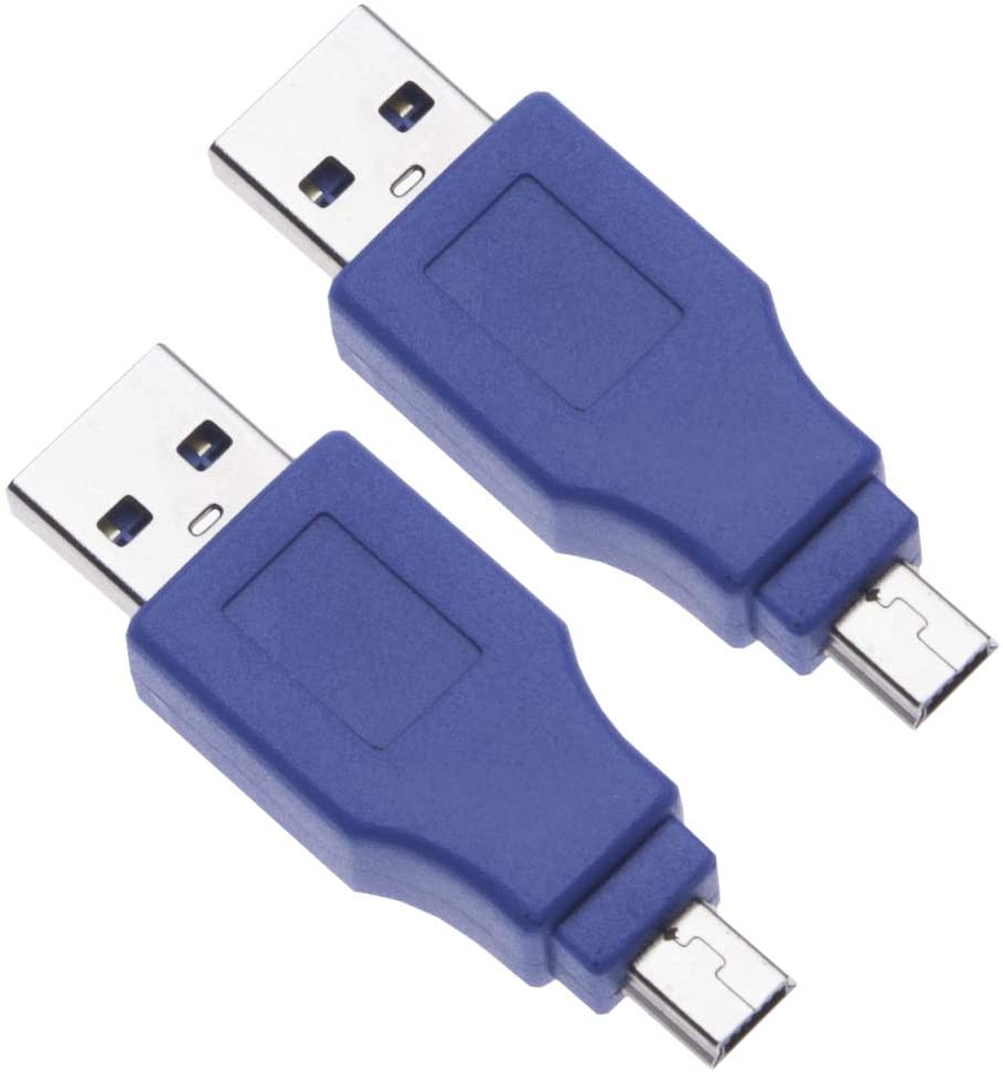 Keple 2 Pieces Simple 3.0 USB Male To USB Mini Male Adapter USB Type A Male To Male Mini USB Plug Coupler Connector Converter Adaptor For Laptops, Controllers, Printers, Digital Camera | 2 Pack