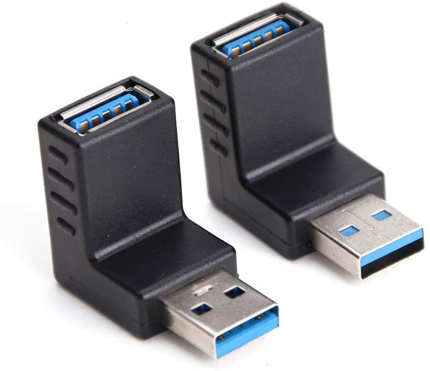 2 Pcs USB 3.0 Adapter 90 Degree Male To Female Combo Vertical Up And Down Angle Coupler Connector