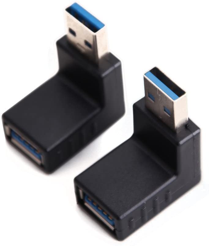 2 Pcs USB 3.0 Adapter 90 Degree Male To Female Combo Vertical Up And Down Angle Coupler Connector